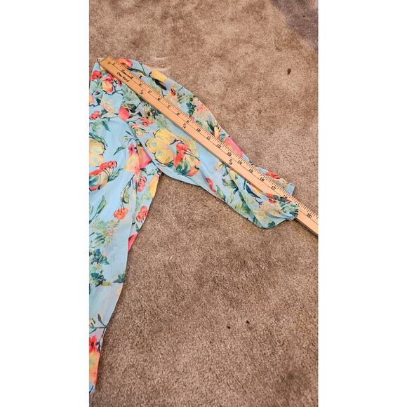 Lauren Conrad Size Small S Blouse Summer Time Boho Beach Floral Tunic Top Shirt - Picture 9 of 9